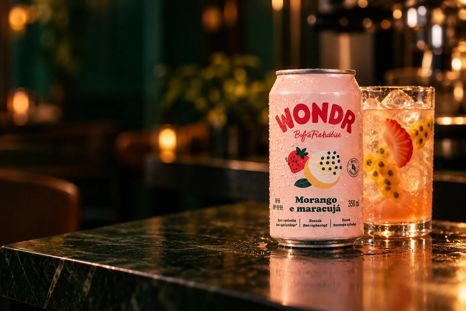 Refrigerante Wondr morango e maracujá 350ml